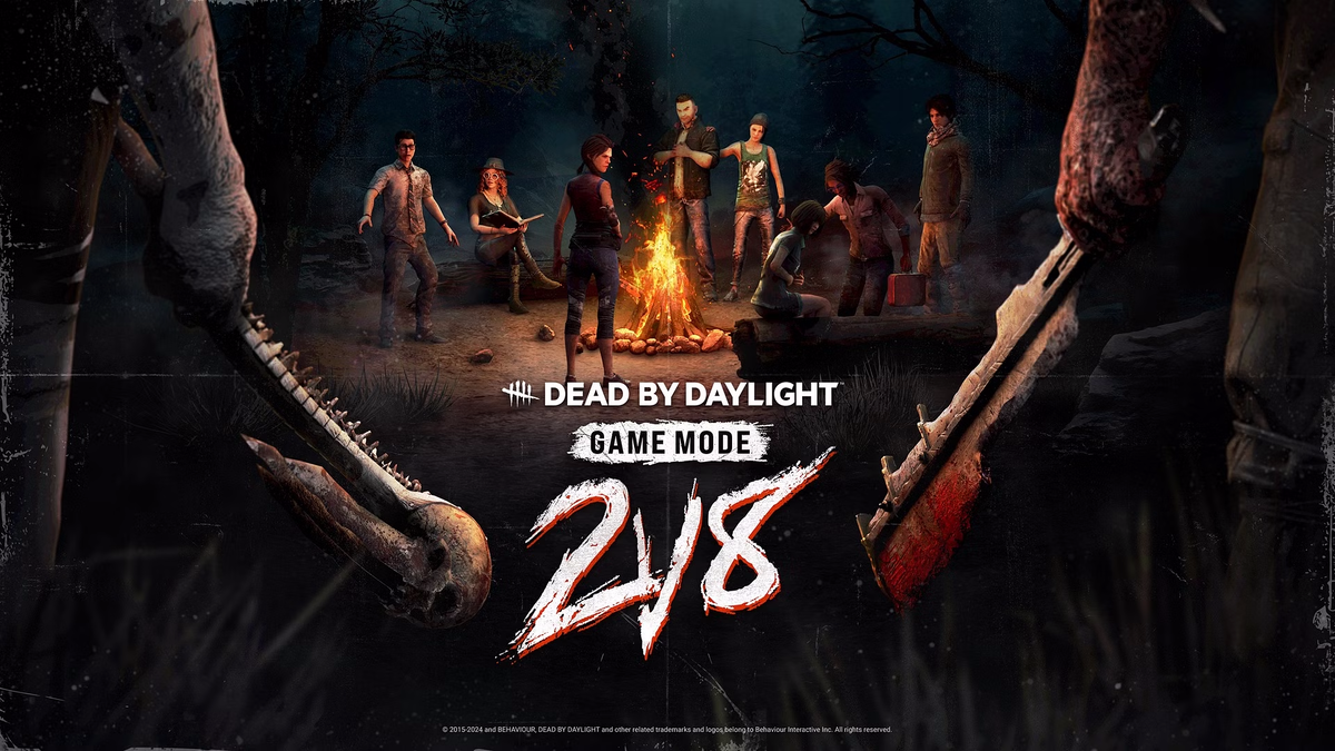 2v8 mode gameplay screenshot showing two Killers and eight Survivors in a Dead by Daylight Trial
