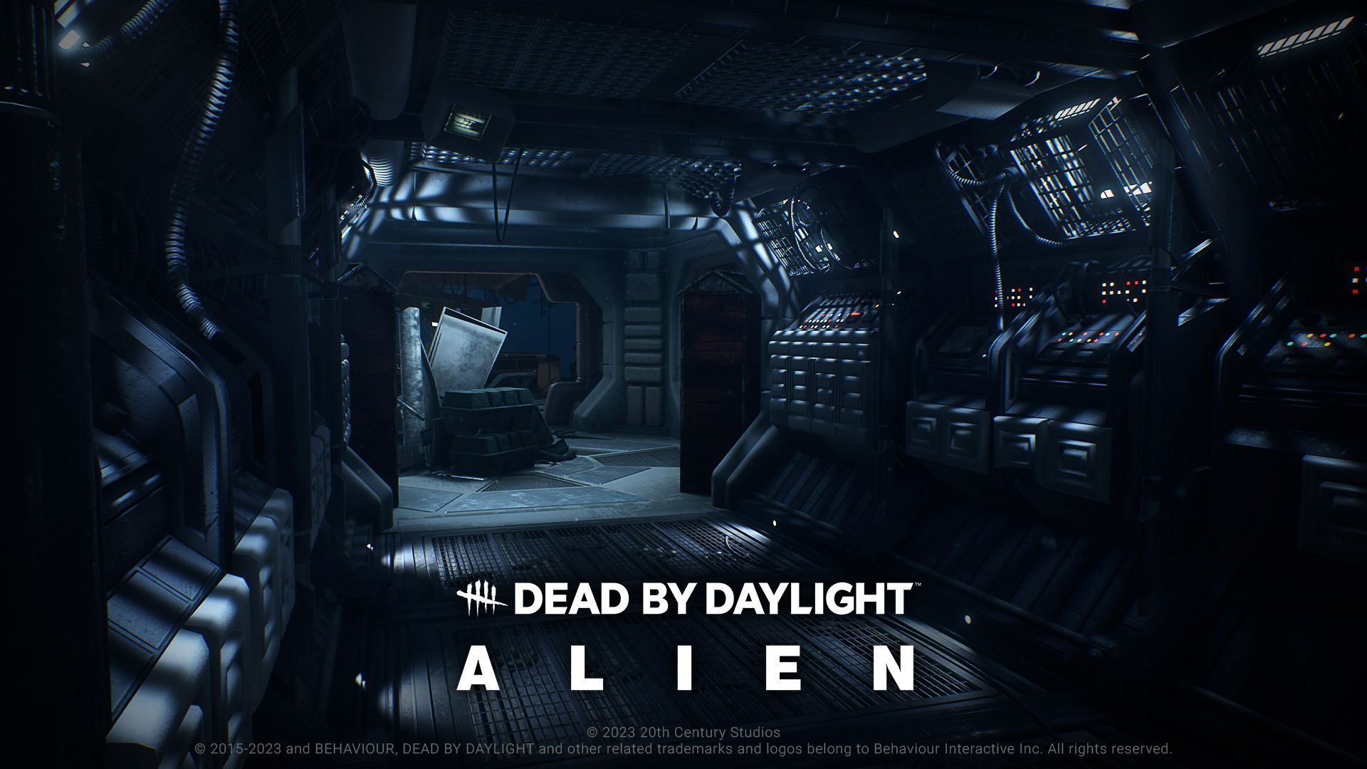Official Dead by Daylight promotional art from the Alien chapter showing the wrecked interior of the USCSS Nostromo with the Dead by Daylight + Alien logo overlay. Used here as a visual cue that the game, its community, and its lore continue even when the forums do not.
