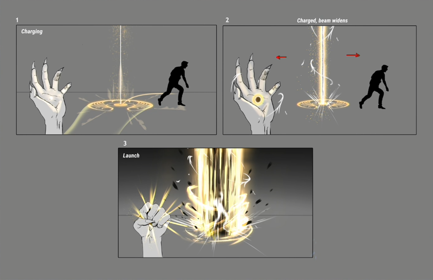 Ray of Retribution concept art showing The Judgment's AoE laser-like power