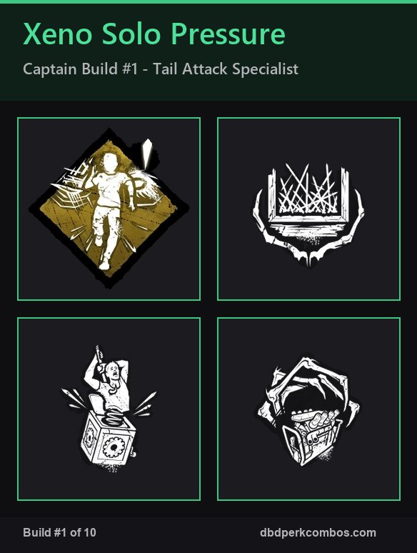 Captain Build 1 Xenomorph Solo Pressure perk grid for the 2v8 final week