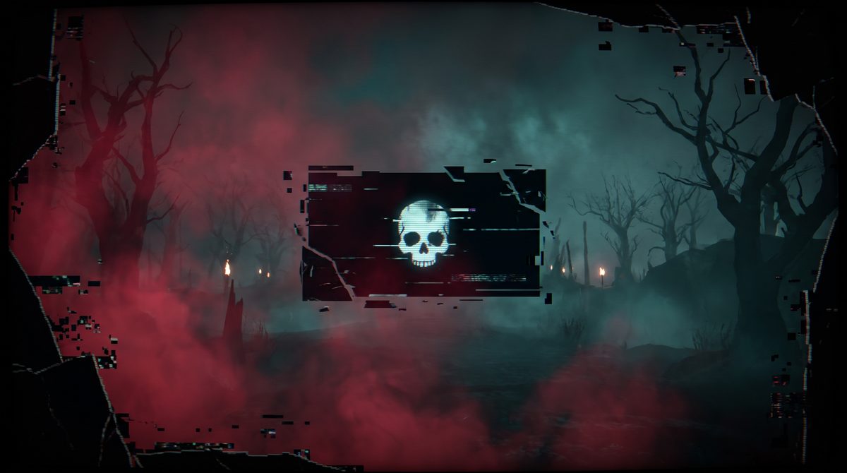 Dead by Daylight game launcher with error icon, dark horror aesthetic, representing the game won't launch issue