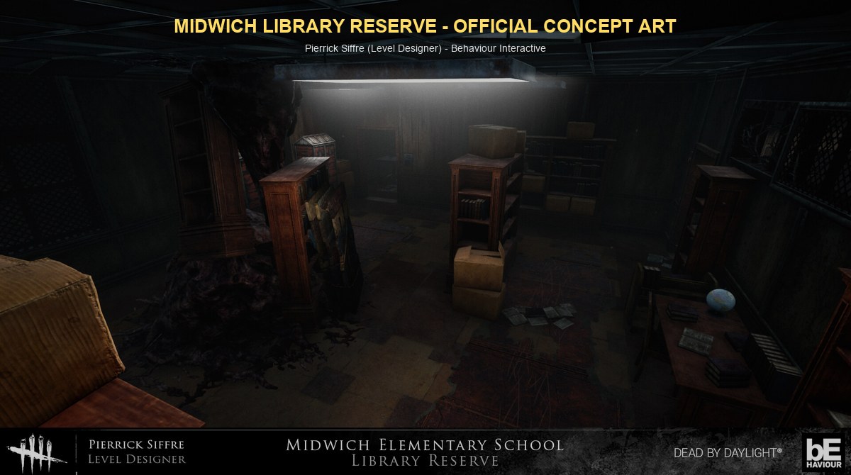 Midwich Elementary School - official concept art for the DBD map, an A-tier Nurse counter map
