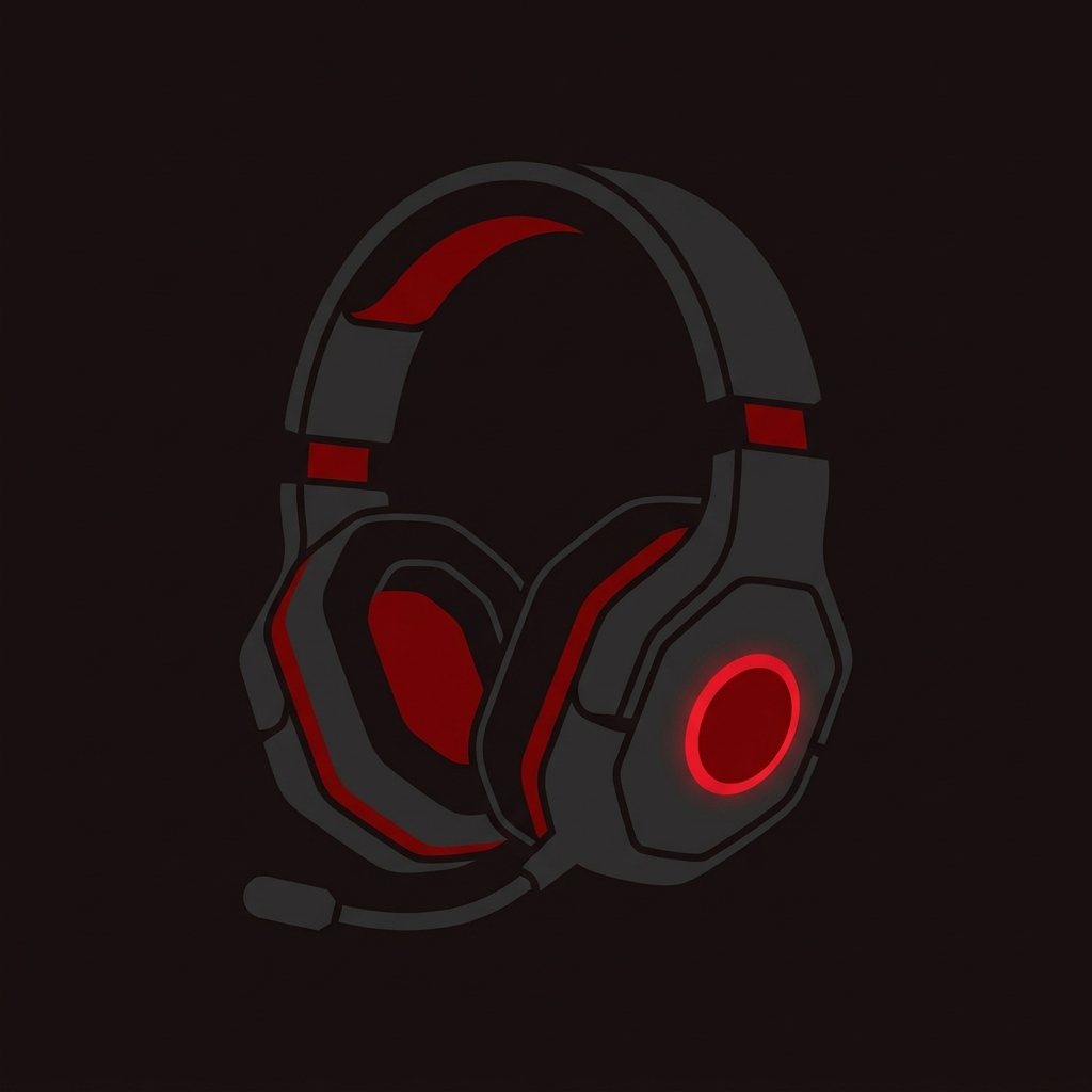 Over-ear gaming headset in black with red accent lighting